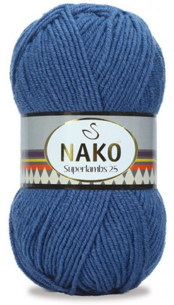Fir de tricotat sau crosetat - Fire tip mohair din lana 25% si acril 75% Nako Superlambs 25 ALBASTRU 5372