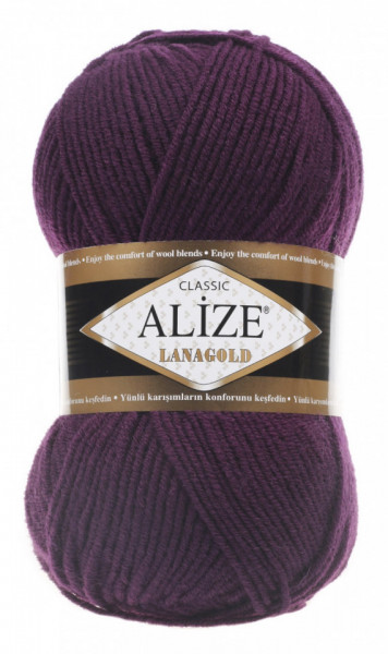 Fir de tricotat sau crosetat - Fire tip mohair din lana 49% si acril 51% Alize Lanagold Mov 111