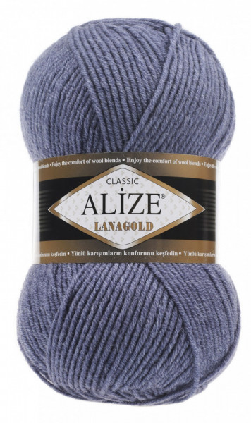 Fir de tricotat sau crosetat - Fire tip mohair din lana 49% si acril 51% Alize Lanagold Albastru 203