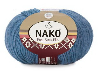 Fir de tricotat sau crosetat - Fire tip mohair din lana si polyamida Nako PURE SOCK PLUS ALBASTRU 1986