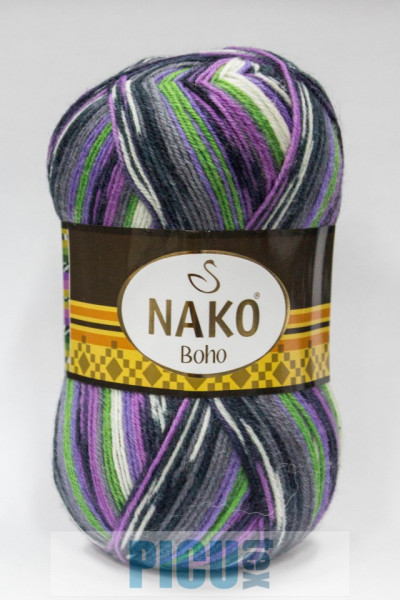 Fir de tricotat sau crosetat - Fire tip mohair din lana si polyamida Nako BOHO mix 81265