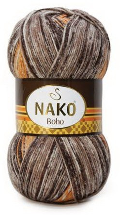 Fir de tricotat sau crosetat - Fire tip mohair din lana si polyamida Nako BOHO mix 31919