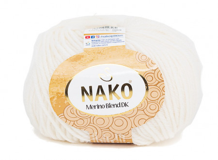 Fir de tricotat sau crosetat - Fire din lana 100% Nako Merino Blend DK - ALB COD 208