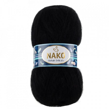 Fir de tricotat sau crosetat - Fire tip mohair acril NAKO MOHAIR DELICATE - NEGRU COD 6130