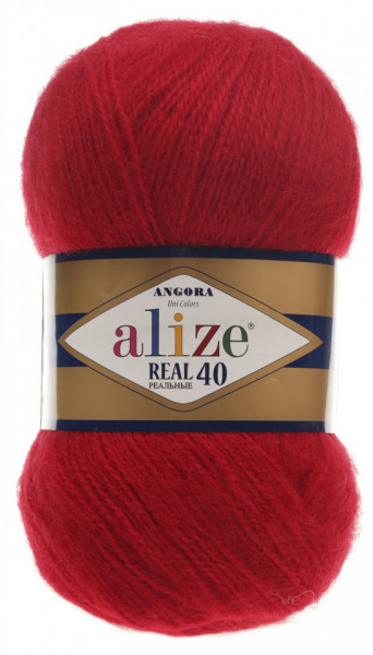 Fir de tricotat sau crosetat - Fire tip mohair din acril Alize Angora Real 40 Rosu 56