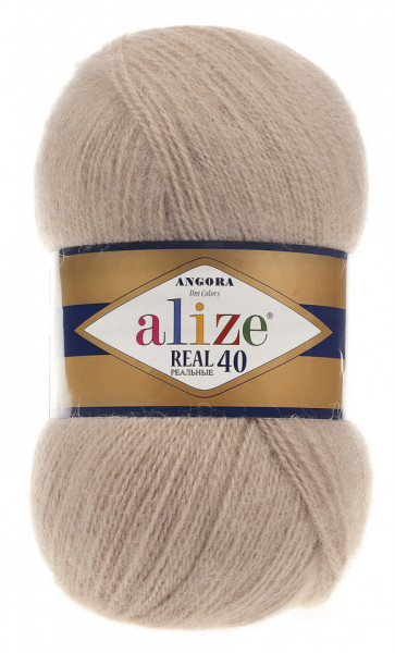 Fir de tricotat sau crosetat - Fire tip mohair din acril Alize Angora Real 40 Bej 05