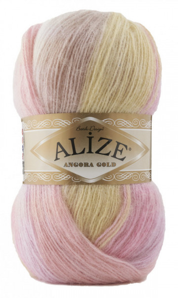 Fir de tricotat sau crosetat - Fire tip mohair din acril Alize Angora Gold Batik degrade 2807