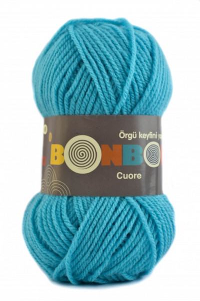 Fir de tricotat sau crosetat - Fire tip mohair din acril BONBON CUORE - TURCOAZ - 98238