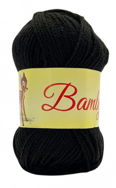 Fir de tricotat sau crosetat - Fire tip mohair din acril CANGURO - BAMBY NEGRU 340