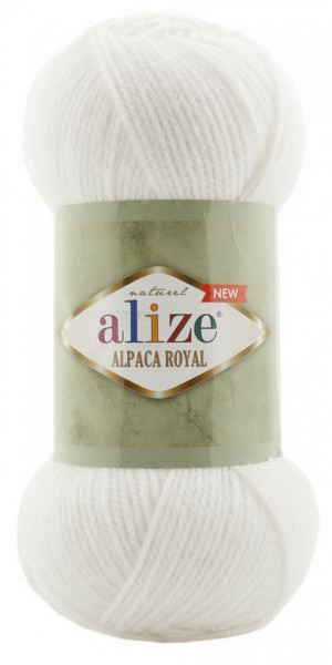Fir de tricotat sau crosetat - Fire tip mohair din alpaca 15%, lana 30%, acril 55% Alize Alpaca Royal New ALB 55