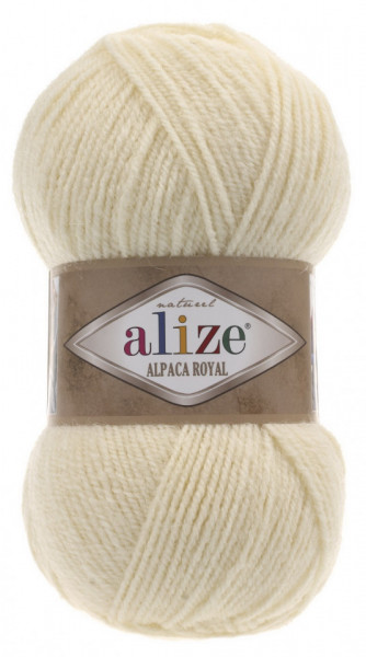Fir de tricotat sau crosetat - Fire tip mohair din alpaca 30%, lana 15%, acril 55% Alize Alpaca Royal CREAM 01