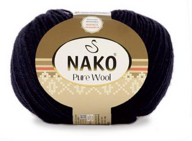 Fir de tricotat sau crosetat - Fire tip mohair din lana 100% Nako PURE WOOL NEGRU 217