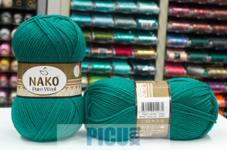 Fir de tricotat sau crosetat - Fire tip mohair din lana 100% Nako PURE WOOL VERDE 10327 - Img 2