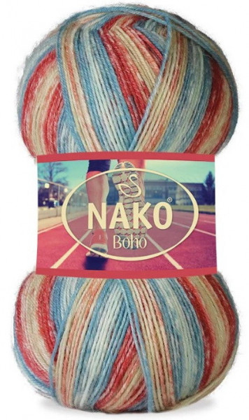 Fir de tricotat sau crosetat - Fire tip mohair din lana si polyamida Nako BOHO mix 82452