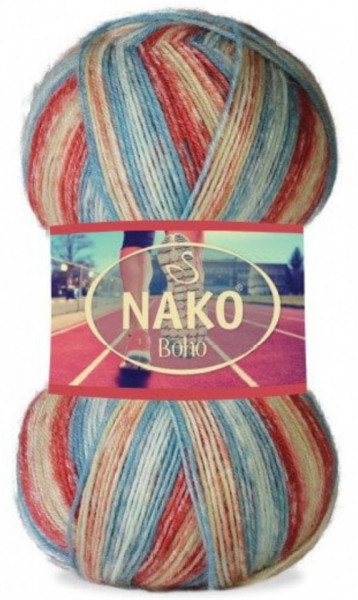 Fir de tricotat sau crosetat - Fire tip mohair din lana si polyamida Nako BOHO mix 32452