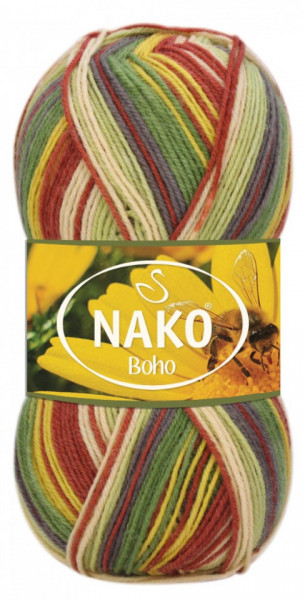 Fir de tricotat sau crosetat - Fire tip mohair din lana si polyamida Nako BOHO mix 82167