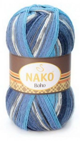 Fir de tricotat sau crosetat - Fire tip mohair din lana si polyamida Nako BOHO mix 81262