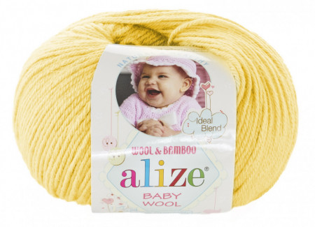Fir de tricotat sau crosetat - Fire amestec lana + bambus si acril ALIZE BABY WOOL GALBEN 187