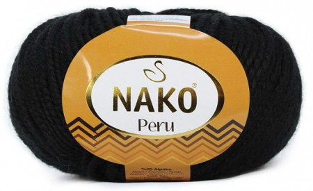 Fir de tricotat sau crosetat - Fire din amestec alpaca, lana si acril Nako Peru - NEGRU COD 217