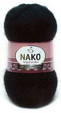 Fir de tricotat sau crosetat - Fire tip mohair acril NAKO ANGORA LUKS NEGRU 217
