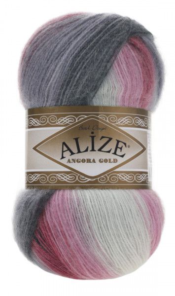 Fir de tricotat sau crosetat - Fire tip mohair din acril Alize Angora Gold Batik degrade 1602 - Img 3