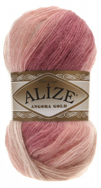 Fir de tricotat sau crosetat - Fire tip mohair din acril Alize Angora Gold Batik degrade 5652