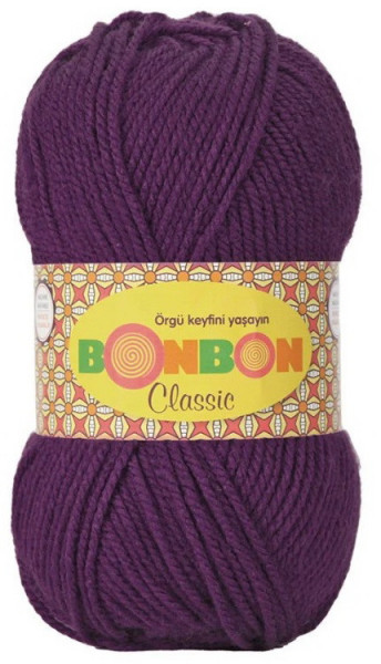 Fir de tricotat sau crosetat - Fire tip mohair din acril BONBON CLASIC MOV 98578