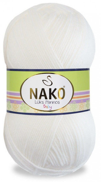 Fir de tricotat sau crosetat - Fire tip mohair din acril NAKO LUKS MINNOS ALB 208