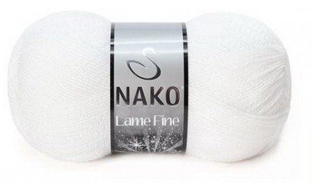 Fir de tricotat sau crosetat - Fire tip mohair din acril si poliester metalic NAKO LAME ALB 208G