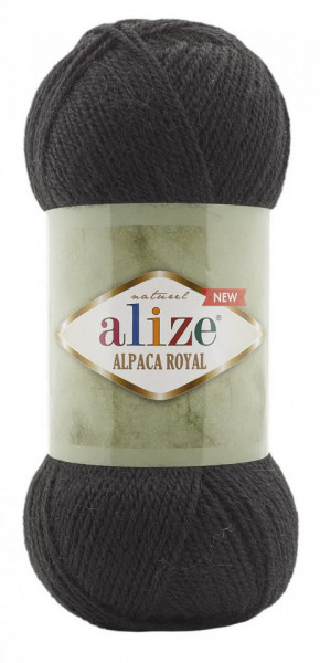 Fir de tricotat sau crosetat - Fire tip mohair din alpaca 15%, lana 30%, acril 55% Alize Alpaca Royal New NEGRU 60