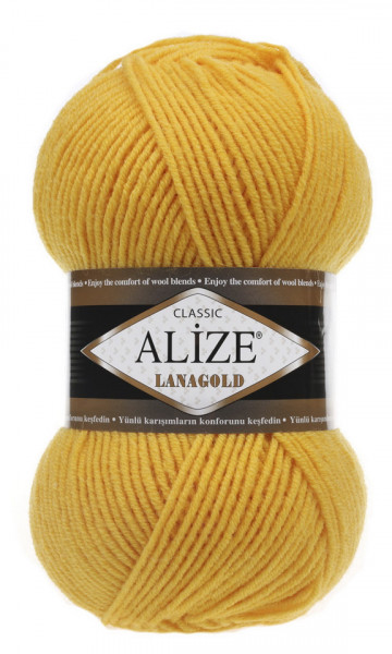 Fir de tricotat sau crosetat - Fire tip mohair din lana 49% si acril 51% Alize Lanagold Galben 216