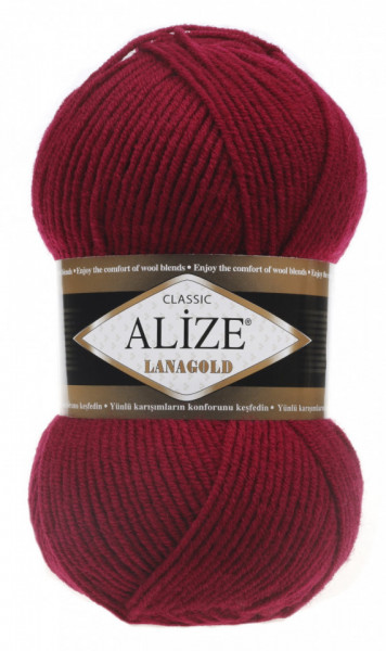 Fir de tricotat sau crosetat - Fire tip mohair din lana 49% si acril 51% Alize Lanagold Rosu 390