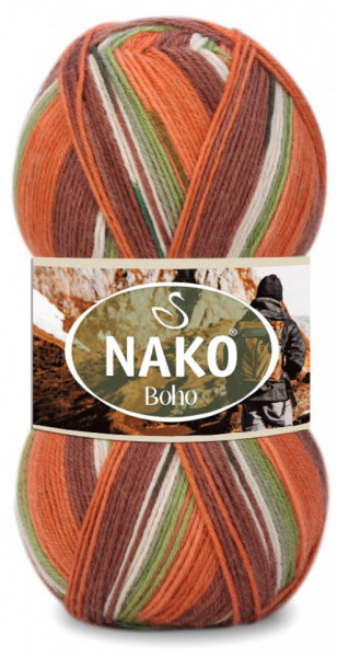 Fir de tricotat sau crosetat - Fire tip mohair din lana si polyamida Nako BOHO mix 82689