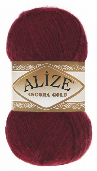 Fir de tricotat sau crosetat - Fire tip mohair din acril Alize Angora Gold Grena 57
