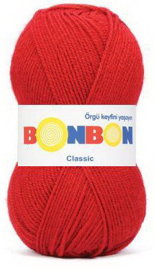 Fir de tricotat sau crosetat - Fire tip mohair din acril BONBON CLASIC ROSU 98619
