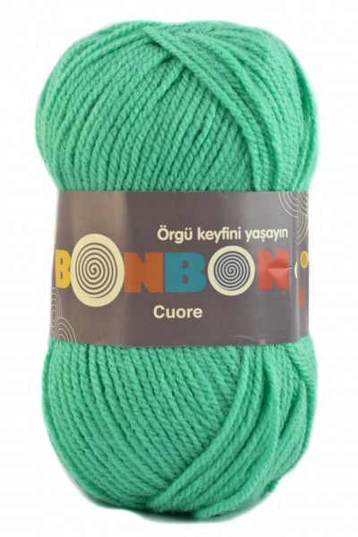 Fir de tricotat sau crosetat - Fire tip mohair din acril BONBON CUORE - VERDE - 98643