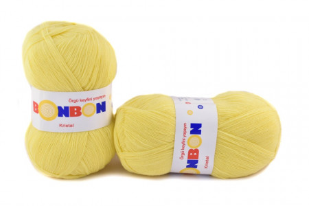 Fir de tricotat sau crosetat - Fire tip mohair din acril BONBON KRISTAL Galben 98210 - Img 2