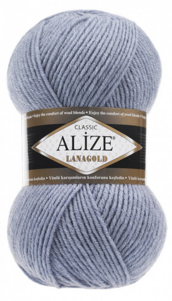 Fir de tricotat sau crosetat - Fire tip mohair din lana 49% si acril 51% Alize Lanagold Bleo-Gri 221