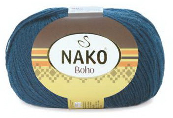 Fir de tricotat sau crosetat - Fire tip mohair din lana si polyamida Nako BOHO ALBASTRU 10093