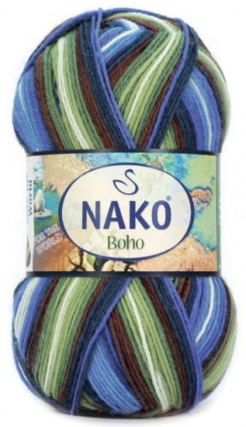 Fir de tricotat sau crosetat - Fire tip mohair din lana si polyamida Nako BOHO mix 82451