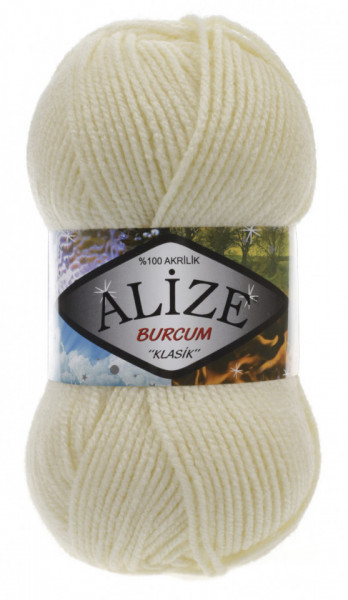 Fir de tricotat sau crosetat - Fir ACRILIC ALIZE BURCUM KLASIK CREAM 01