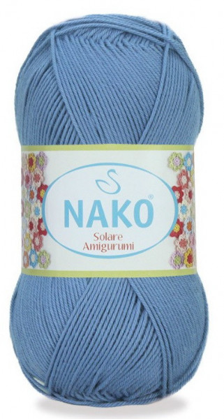 Fir de tricotat sau crosetat - Fir BUMBAC 100% NAKO SOLARE AMIGURUMI ALBASTRU 2968