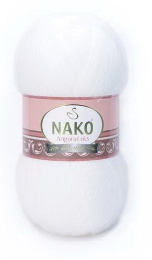 Fir de tricotat sau crosetat - Fire tip mohair acril NAKO ANGORA LUKS ALB 208
