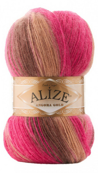 Fir de tricotat sau crosetat - Fire tip mohair din acril Alize Angora Gold Batik degrade 7157