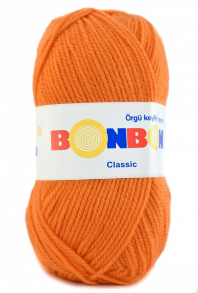 Fir de tricotat sau crosetat - Fire tip mohair din acril BONBON CLASIC PORTOCALIU 98212