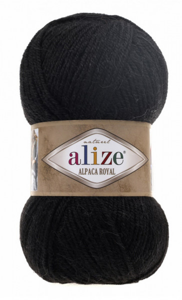 Fir de tricotat sau crosetat - Fire tip mohair din alpaca 30%, lana 15%, acril 55% Alize Alpaca Royal NEGRU 60