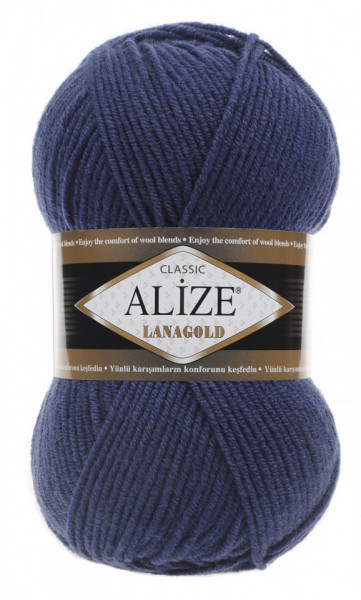 Fir de tricotat sau crosetat - Fire tip mohair din lana 49% si acril 51% Alize Lanagold Albastru 215