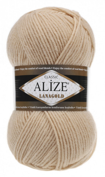Fir de tricotat sau crosetat - Fire tip mohair din lana 49% si acril 51% Alize Lanagold Bej 680