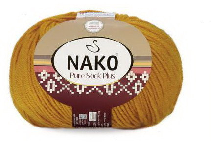 Fir de tricotat sau crosetat - Fire tip mohair din lana si polyamida Nako PURE SOCK PLUS GALBEN 10429