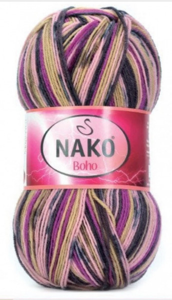 Fir de tricotat sau crosetat - Fire tip mohair din lana si polyamida Nako BOHO mix 82448